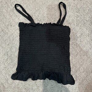 White Fawn Basic Black Scrunchie Top